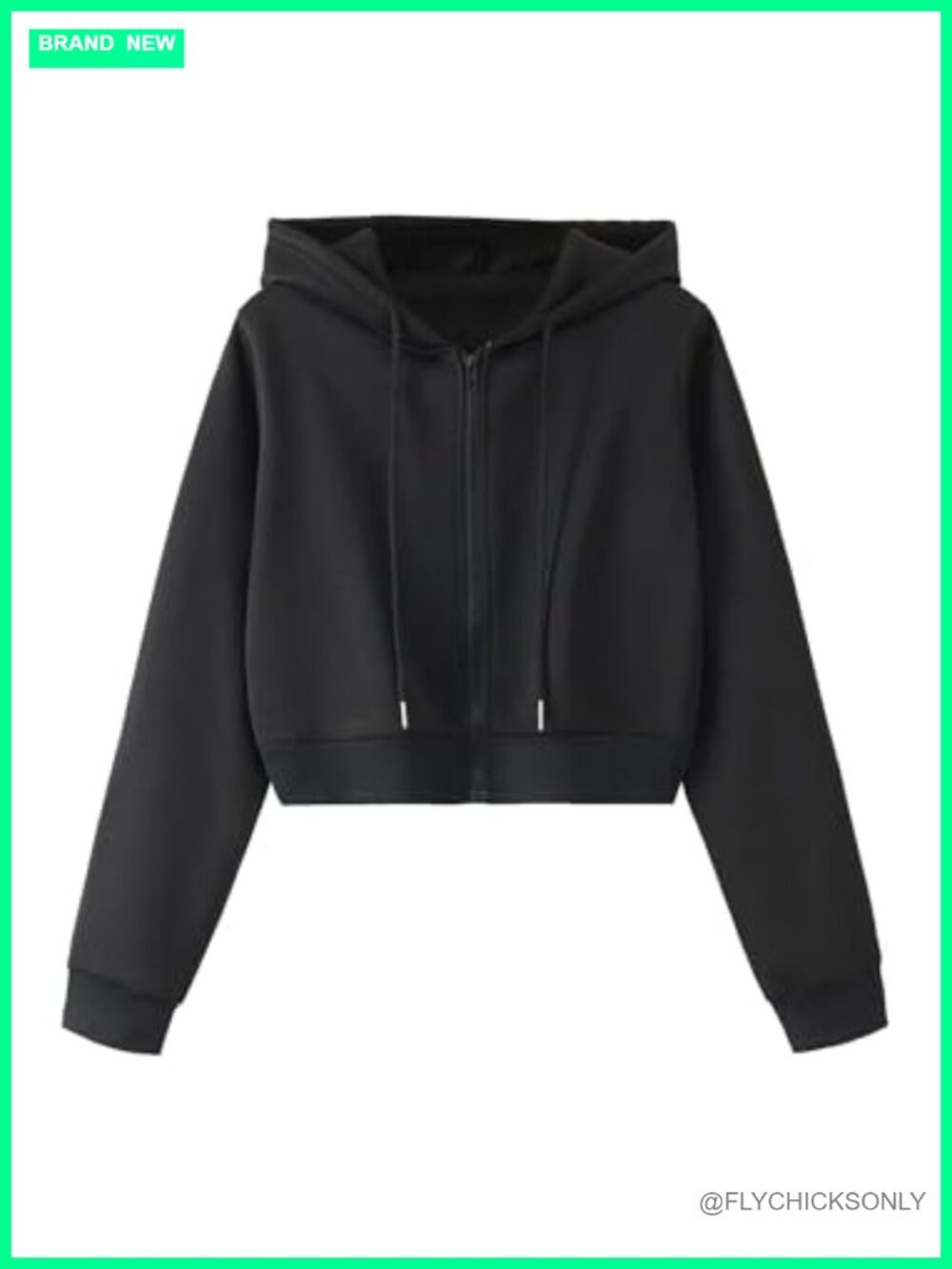 Fleece Cropped Zip Up Hoodie Long Sleeve Sweatshirt
